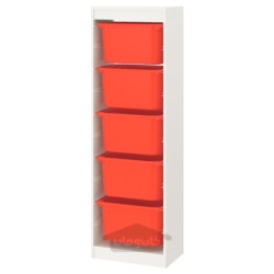 ترکیب ذخیره سازی با جعبه ایکیا مدل IKEA TROFAST رنگ سفید/نارنجی