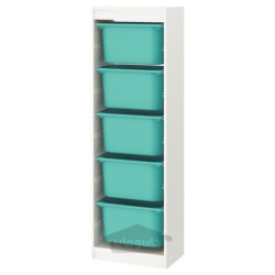ترکیب ذخیره سازی با جعبه ایکیا مدل IKEA TROFAST رنگ سفید/فیروزه ای