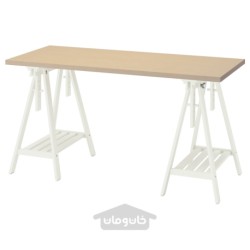 میز تحریر ایکیا مدل IKEA MÅLSKYTT / MITTBACK رنگ توس/سفید