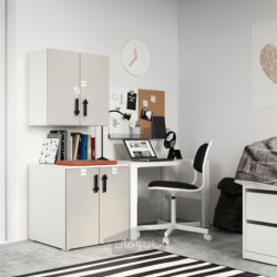 کابینت دیواری ایکیا مدل IKEA SMÅSTAD رنگ سفید خاکستری/با 1 قفسه