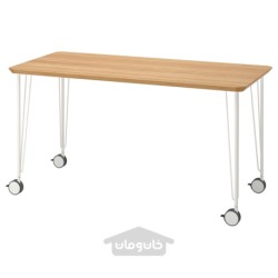 میز تحریر ایکیا مدل IKEA ANFALLARE / KRILLE رنگ بامبو/سفید