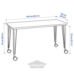 میز تحریر ایکیا مدل IKEA ANFALLARE / KRILLE رنگ بامبو/مشکی-قهوه ای