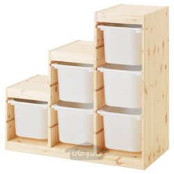 ترکیب ذخیره سازی ایکیا مدل IKEA TROFAST رنگ کاج سفید کم رنگ/سفید