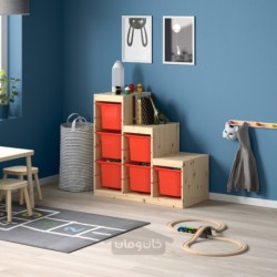 ترکیب ذخیره سازی ایکیا مدل IKEA TROFAST رنگ کاج سفید کم رنگ/نارنجی