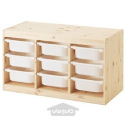 ترکیب ذخیره سازی با جعبه ایکیا مدل IKEA TROFAST رنگ کاج سفید کم رنگ/سفید