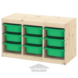 ترکیب ذخیره سازی با جعبه ایکیا مدل IKEA TROFAST رنگ کاج سفید کم رنگ/سبز