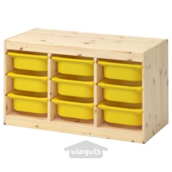 ترکیب ذخیره سازی با جعبه ایکیا مدل IKEA TROFAST رنگ کاج سفید کم رنگ/زرد