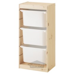 ترکیب ذخیره سازی با جعبه ایکیا مدل IKEA TROFAST رنگ کاج سفید کم رنگ/سفید