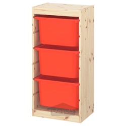 ترکیب ذخیره سازی با جعبه ایکیا مدل IKEA TROFAST رنگ کاج سفید کم رنگ/نارنجی