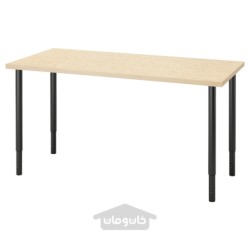 میز تحریر ایکیا مدل IKEA MITTCIRKEL / OLOV رنگ جلوه کاج سرزنده/سیاه