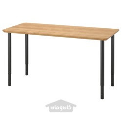 میز تحریر ایکیا مدل IKEA ANFALLARE / OLOV رنگ بامبو/مشکی-قهوه ای