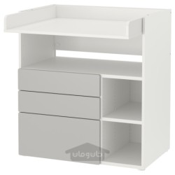 میز تعویض ایکیا مدل IKEA SMÅSTAD رنگ خاکستری سفید/ با 3 کشو