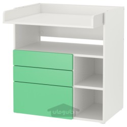 میز تعویض ایکیا مدل IKEA SMÅSTAD رنگ سبز سفید/با 3 کشو