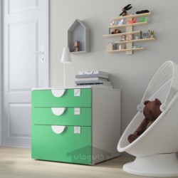 کمد دارور 3 کشو ایکیا مدل IKEA SMÅSTAD / PLATSA رنگ سفید/سبز
