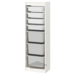 ترکیب ذخیره سازی با جعبه ایکیا مدل IKEA TROFAST رنگ سفید/سفید خاکستری