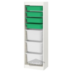 ترکیب ذخیره سازی با جعبه ایکیا مدل IKEA TROFAST رنگ سفید/سفید سبز