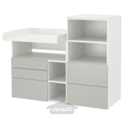 میز تعویض ایکیا مدل IKEA SMÅSTAD / PLATSA رنگ سفید خاکستری/با قفسه کتاب