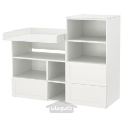 میز تعویض ایکیا مدل IKEA SMÅSTAD / PLATSA رنگ سفید با قاب/با قفسه کتاب