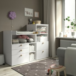 میز تعویض ایکیا مدل IKEA SMÅSTAD / PLATSA رنگ سفید سفید/با قفسه کتاب