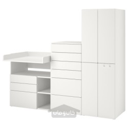 ترکیب ذخیره سازی ایکیا مدل IKEA SMÅSTAD / PLATSA رنگ سفید سفید/با میز تعویض