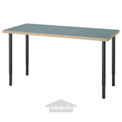 میز تحریر ایکیا مدل IKEA LAGKAPTEN / OLOV رنگ خاکستری فیروزه ای /مشکی