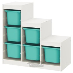 ترکیب ذخیره سازی ایکیا مدل IKEA TROFAST رنگ سفید/فیروزه ای