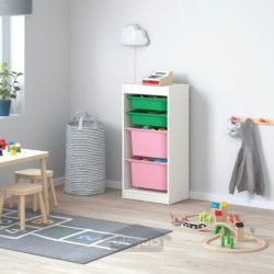 ترکیب ذخیره سازی با جعبه ایکیا مدل IKEA TROFAST رنگ سفید/سبز صورتی