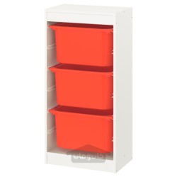 ترکیب ذخیره سازی با جعبه ایکیا مدل IKEA TROFAST رنگ سفید/نارنجی