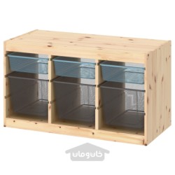 ترکیب ذخیره سازی با جعبه ایکیا مدل IKEA TROFAST رنگ کاج خاکستری-آبی رنگ سفید روشن/خاکستری تیره