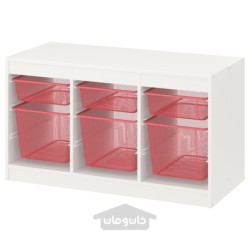 ترکیب ذخیره سازی با جعبه ایکیا مدل IKEA TROFAST رنگ سفید/قرمز روشن