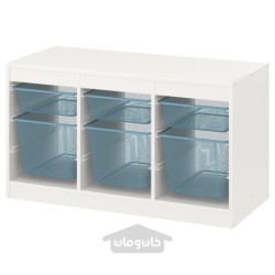 ترکیب ذخیره سازی با جعبه ایکیا مدل IKEA TROFAST رنگ سفید/خاکستری-آبی