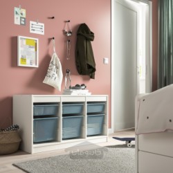 ترکیب ذخیره سازی با جعبه ایکیا مدل IKEA TROFAST رنگ سفید/خاکستری-آبی