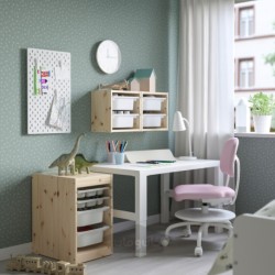 ترکیب ذخیره سازی با جعبه/سینی ایکیا مدل IKEA TROFAST رنگ خاکستری کاج با رنگ سفید روشن/سفید