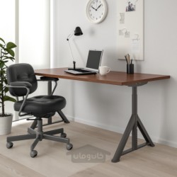 میز تحریر ایکیا مدل IKEA IDÅSEN رنگ قهوه ای / خاکستری تیره