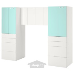 ترکیب ذخیره سازی ایکیا مدل IKEA SMÅSTAD رنگ سفید/فیروزه ای کم رنگ