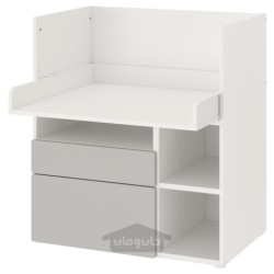 میز تحریر ایکیا مدل IKEA SMÅSTAD رنگ سفید خاکستری/با 2 کشو