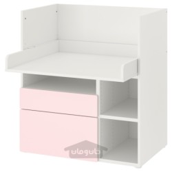 میز تحریر ایکیا مدل IKEA SMÅSTAD رنگ سفید صورتی کمرنگ/با 2 کشو
