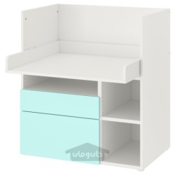 میز تحریر ایکیا مدل IKEA SMÅSTAD رنگ سفید فیروزه ای کم رنگ/با 2 کشو