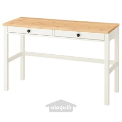 میز تحریر 2 کشو ایکیا مدل IKEA HEMNES رنگ لکه سفید/قهوه ای روشن