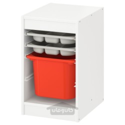 ترکیب ذخیره سازی با جعبه/سینی ایکیا مدل IKEA TROFAST رنگ سفید خاکستری/نارنجی