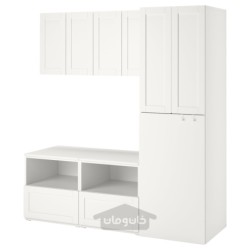 ترکیب ذخیره سازی ایکیا مدل IKEA SMÅSTAD رنگ فریم سفید/با کشو بیرون کش