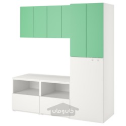 ترکیب ذخیره سازی ایکیا مدل IKEA SMÅSTAD رنگ سفید سبز/با بیرون کش