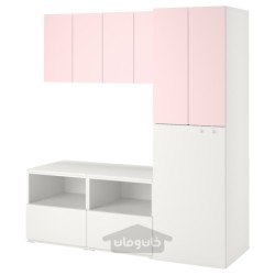 ترکیب ذخیره سازی ایکیا مدل IKEA SMÅSTAD رنگ سفید صورتی کمرنگ/با بیرون کش