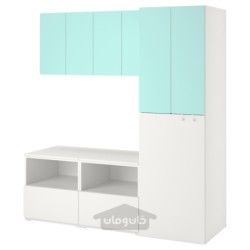 ترکیب ذخیره سازی ایکیا مدل IKEA SMÅSTAD رنگ سفید فیروزه ای کم رنگ/با بیرون کش