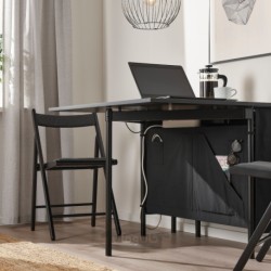 میز Gateleg با انباری ایکیا مدل IKEA KALLHÄLL رنگ مشکی/خاکستری تیره