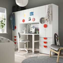 ترکیب ذخیره سازی ایکیا مدل IKEA SMÅSTAD / PLATSA رنگ سفید/سفید