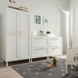 کمد لباس ایکیا مدل IKEA SMÅSTAD / PLATSA رنگ سفید با قاب/با 2 عدد کشو