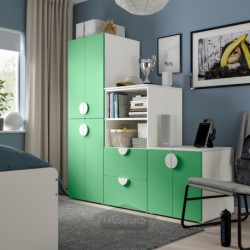 ترکیب ذخیره سازی ایکیا مدل IKEA SMÅSTAD / PLATSA رنگ سفید/سبز