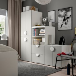 ترکیب ذخیره سازی ایکیا مدل IKEA SMÅSTAD / PLATSA رنگ سفید/خاکستری