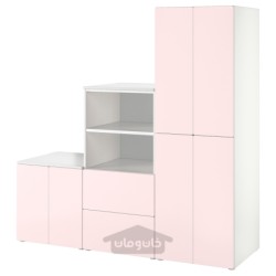 ترکیب ذخیره سازی ایکیا مدل IKEA SMÅSTAD / PLATSA رنگ سفید/صورتی کم رنگ